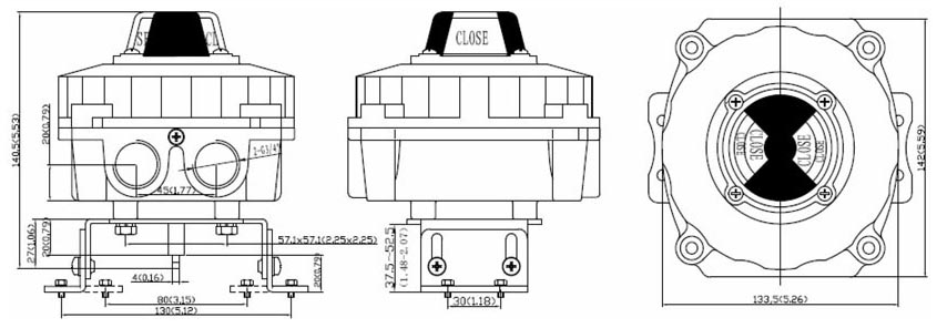 Drawing Dimension of ALS400M2 Series Limit Switch Box