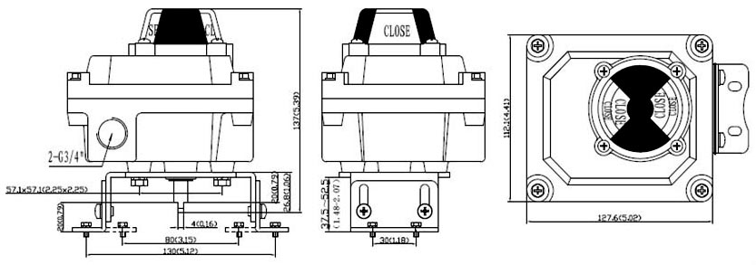 Drawing and Dimension of ALS600M2 Limit Switch Box, ALS600M2 Series Valve Monitor