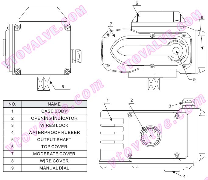 Outside Drawing of CH Miniature Electrical Actuators