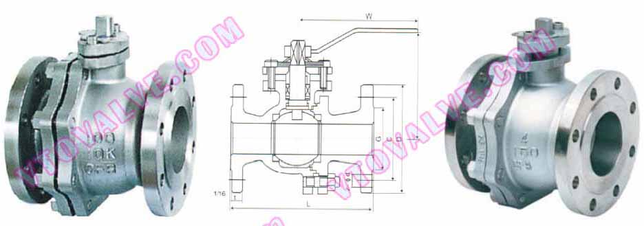 Drawing for JIS, API, Soft Seal Flange Ball Valves