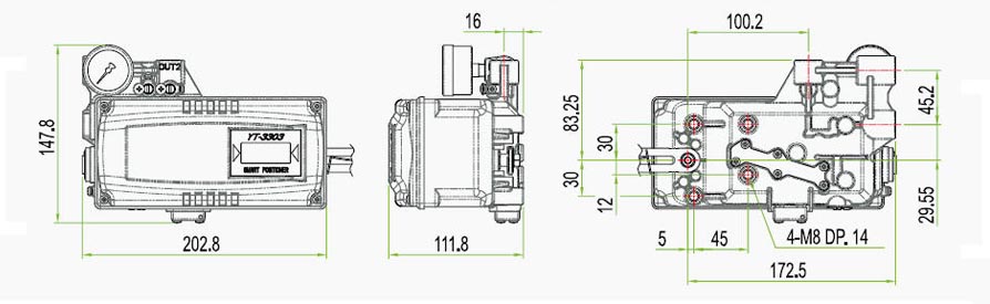 Drawing of YTC YT-3303 Positioner